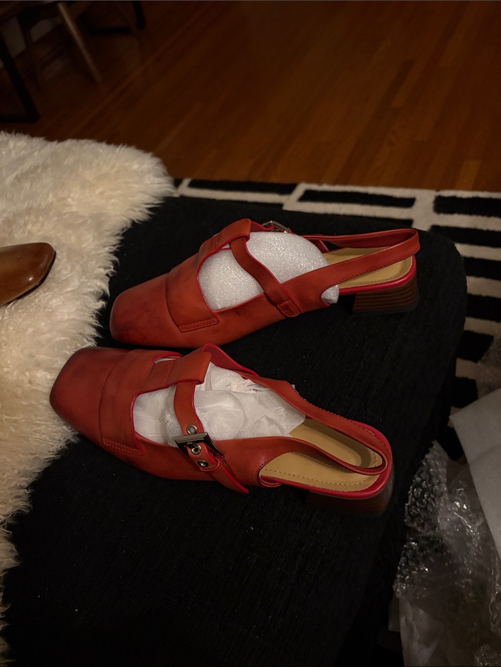 Red Leather Slingback Mules - Picture 7 of 14